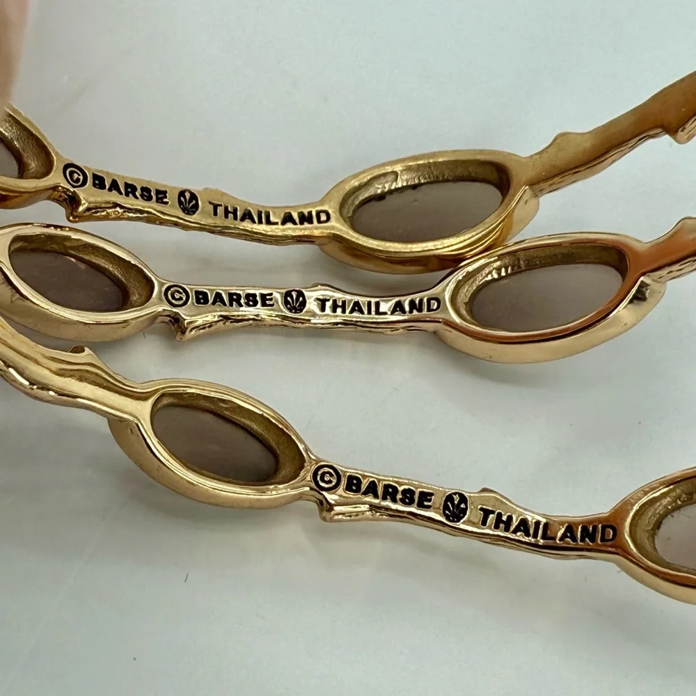 NWT Studio Barse Smoky Quartz Bangles – Set of 3 – Gold Tone – Size 8 - Picture 11 of 14